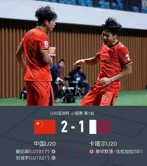 U20亚洲杯首轮中国队旗开得胜2:1卡塔尔队